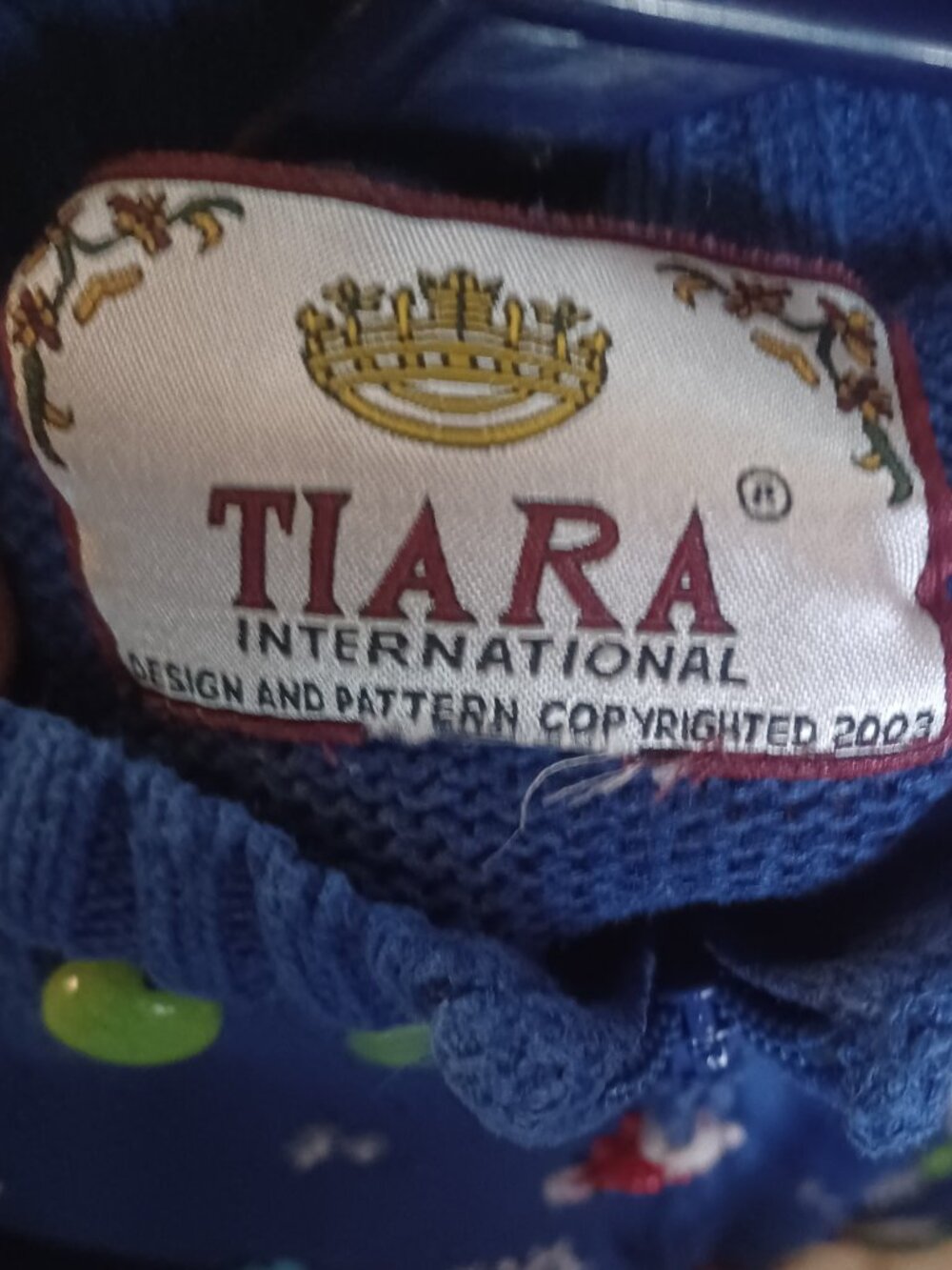 Vintage Tiara Women's Christmas Sweater  SZ Large Royal Blue